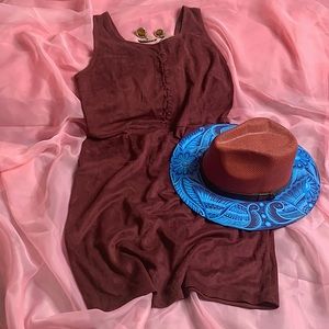 Maroon/Brown Suede Mini Dress XL